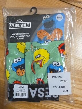 Sesame Street Green Boxer Briefs with Cookie Monster & Big Bird